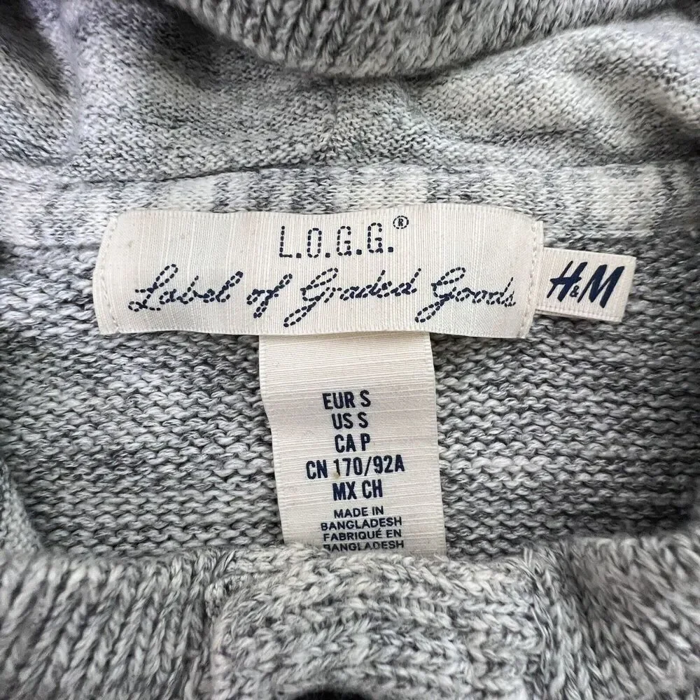 Label Of Graded Goods Gray 1/4 Button Sweater Small Long Sleeve H&M Hooded‎